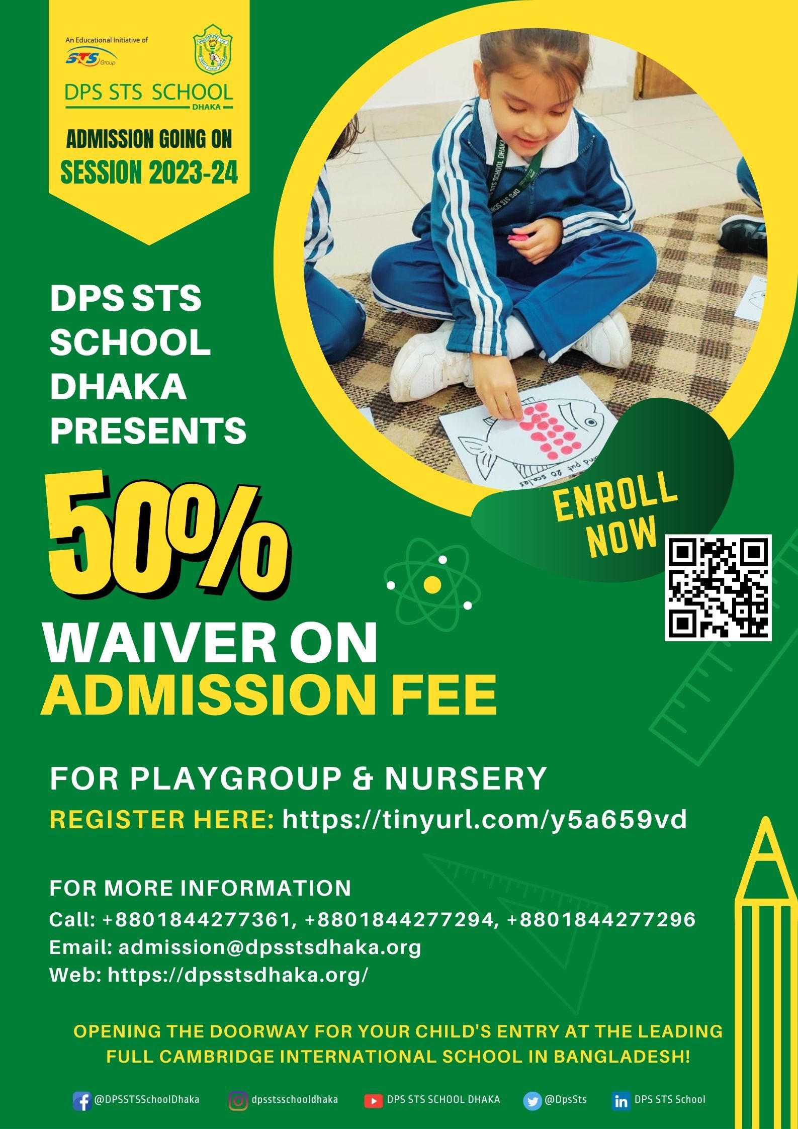 50- Waiver on Admission Fee at DPS STS For PG & Nursery Flyer
